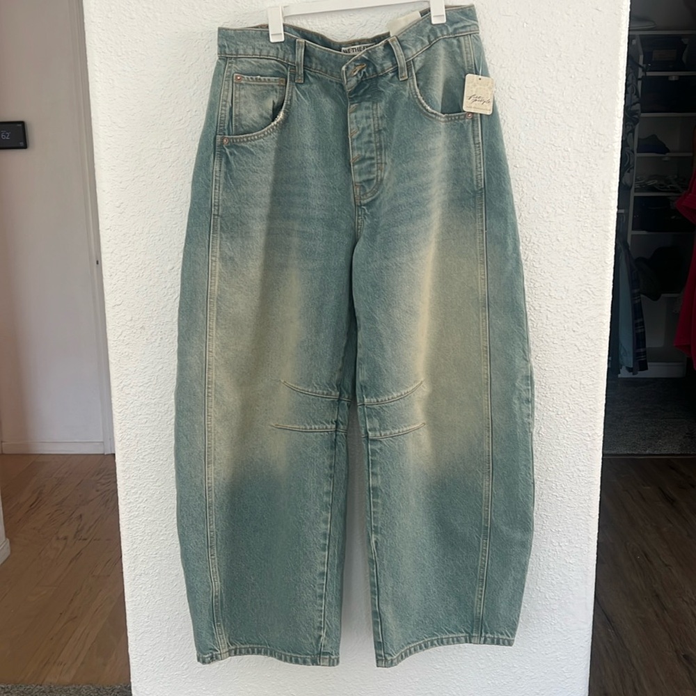 Free People We the Free Good Luck Mid-Rise Barrel Jeans (28)